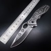 Creative relief self-defense knife stainless steel stone wash wolf head steel handle knife tactical military knife portable fruit knife