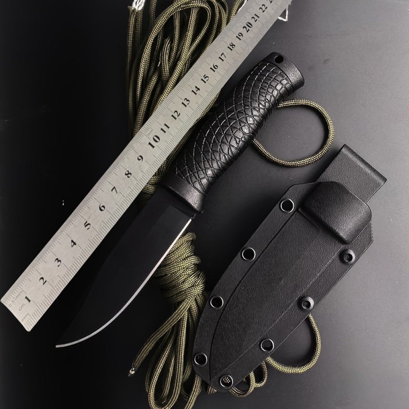 Outdoor K-Sheath Straight Knife, Outdoor Emergency Shelter-Building Tool, Survival Adventure Sharp Straight Knife, Non-Slip Handle, Portable