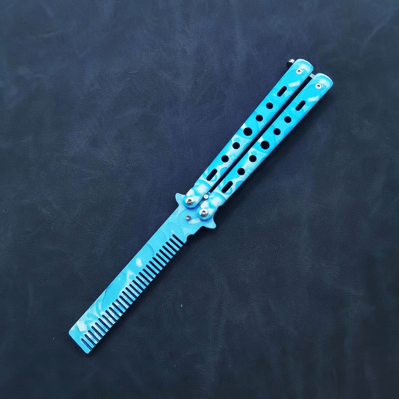 Butterfly Comb CSGO Folding Comb Beginner Novice Hand Knife Stainless Steel Butterfly Comb Practice Handy Gadget Unedged