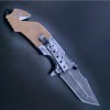Outdoor G10 Non-Slip Handle Stainless Steel Folding Knife with Stone-Washed Finish, Tactical Cutting Knife, Jungle Exploration Knife