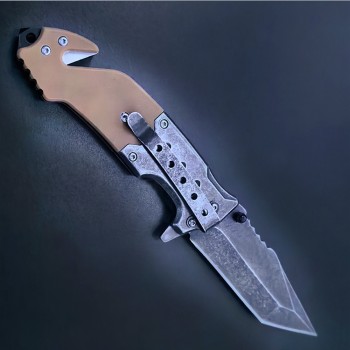 Outdoor G10 Non-Slip Handle Stainless Steel Folding Knife with Stone-Washed Finish, Tactical Cutting Knife, Jungle Exploration Knife