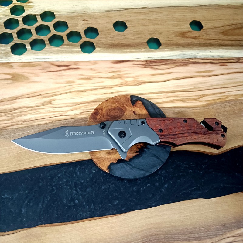 Cross-Border Supply Outdoor Self-Defense Folding Knife Chicken Wing Wood Handle Tactical Split Saber High Hardness Sharp Folding Knife