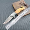Jungle adventure survival knife outdoor self-defense emergency folding knife olive wood handle sharp folding knife a generation of hair