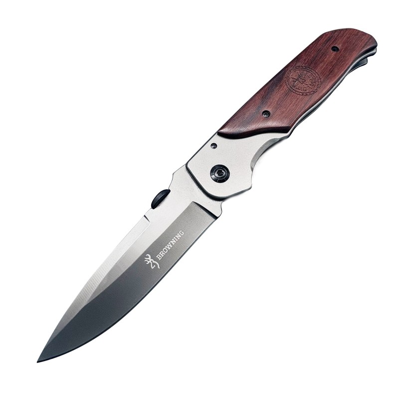 Cross-Border Supply Stainless Steel Inlaid Red Wood Folding Knife Outdoor Self-Defense Knife High Hardness Sharp Tactical Military Knife
