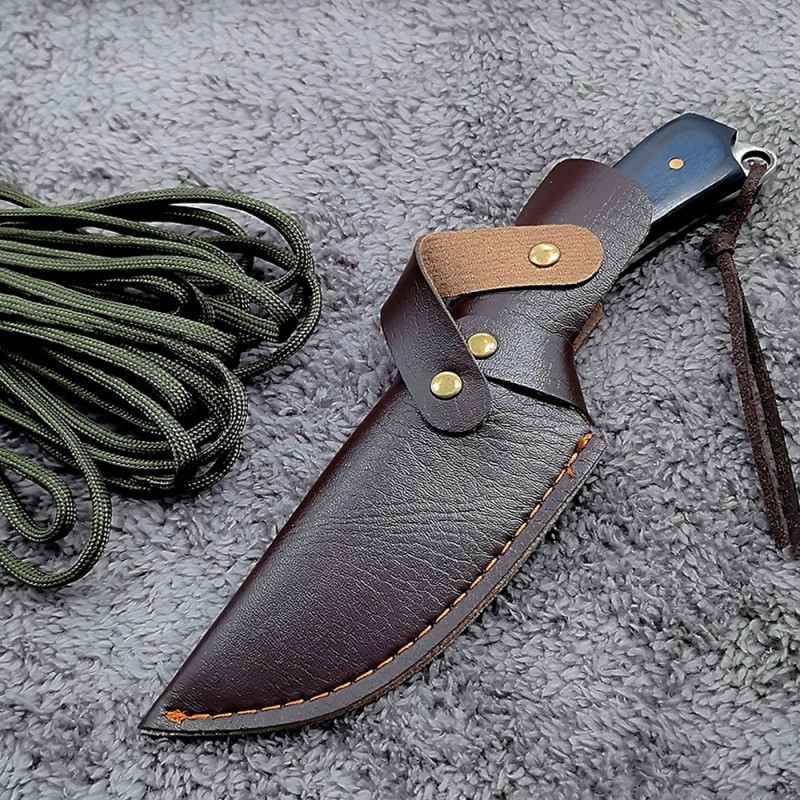 Outdoor Multifunctional Survival Knife, High Hardness Straight Knife, Leather Sheath, Meat Cleaver, Household Knife, Fruit Knife, Forged Retro Knife