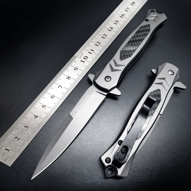 Camping survival folding knife carbon fiber handle self-defense knife creative swordfish fruit knife cross-border export supply saber