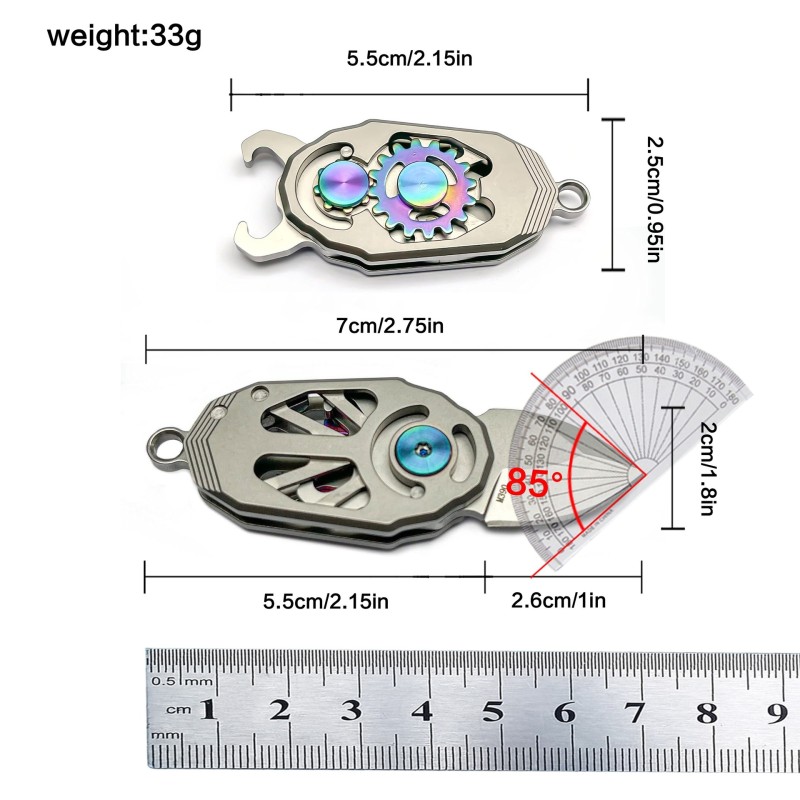 Amazon Creative Outdoor Mechanical Knife Necklace Decorative Knife EDC Beetle Keychain Stainless Steel Fruit Knife