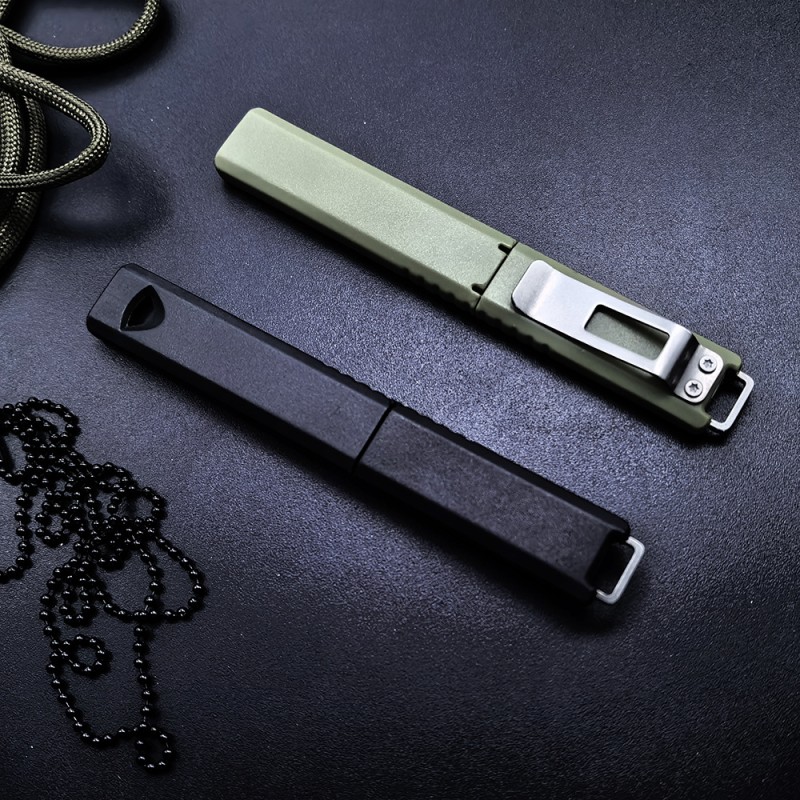 Outdoor Emergency Self-Rescue Self-Defense Small Straight Knife Whistle Necklace Straight Knife Exquisite Pocket Package Opening Knife Fruit Knife