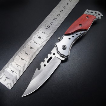 Mini knife self-defense portable knife outdoor camping fruit knife colorful wood pocket pocket knife stall small commodity