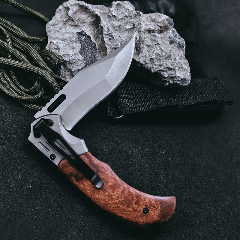 Cross-Border Rosewood Handle Outdoor Folding Knife Exquisite Gift Fishing Knife Self-Defense Portable Pocket Fruit Knife