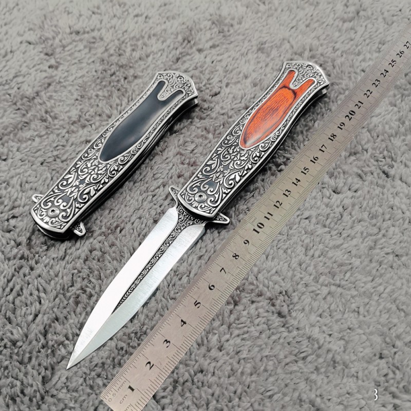 Cross-Border Outdoor Knife, High Hardness Military Knife, Household Fruit Knife, Field Rescue Knife, Carved Stainless Steel Folding Knife