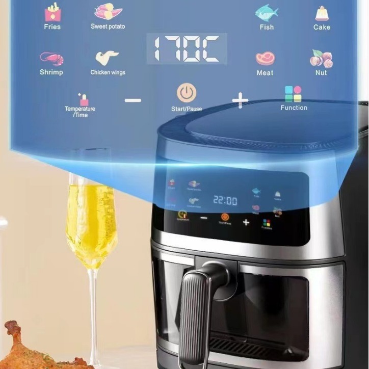 8 L stainless steel touch screen visual air fryer household multi-power large capacity intelligent electric oven export cross-border