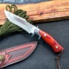 Outdoor Self-Defense Straight Knife with Integrated Blade, High Hardness Stainless Steel Wilderness Adventure Knife with Leather Sheath, Portable Sharp Straight Knife