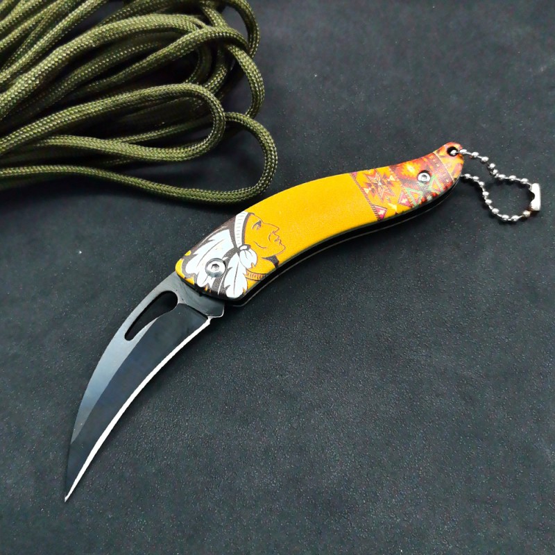 Factory Direct Sales Mini Portable Keychain Scimitar Portable Fruit Peeling Knife Pocket Knife Outdoor Emergency Knife