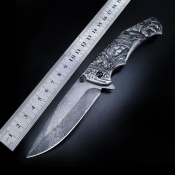 Damascus Knife Household Fruit Knife in stock All Steel Handle Folding Knife Cross Border Supply Sharp Jatters