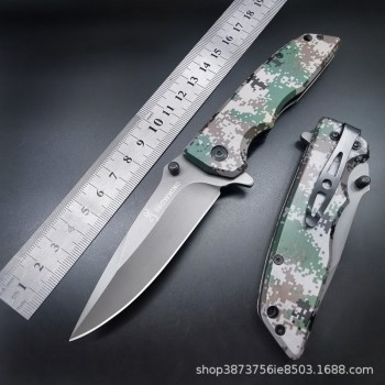 Folding knife outdoor household fruit knife cross-border Amazon saber high hardness self-defense knife camouflage folding knife