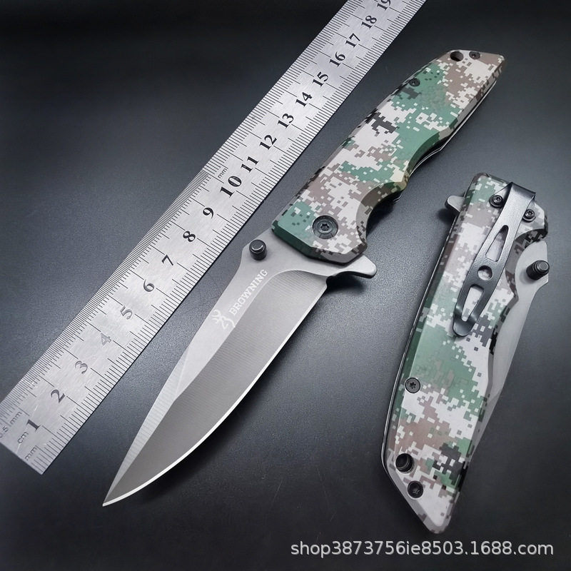 Folding knife outdoor household fruit knife cross-border Amazon saber high hardness self-defense knife camouflage folding knife