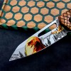 Outdoor Survival Folding Knife Chicken Wing Wood Handle Anti-Slip Python Pattern Self-Defense Knife 3D Printed Ornamental Tactical Knife
