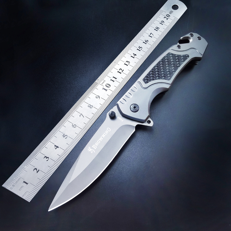 Stainless steel folding knife outdoor knife high hardness knife camping survival tool saber carbon fiber handle cutter