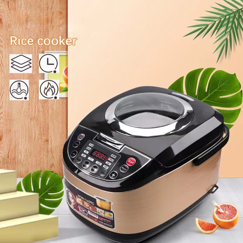 Large Capacity Reservable Transparent Cover Cross-border 5 L Rice Cooker English Skylight Rice Cooker Home Smart