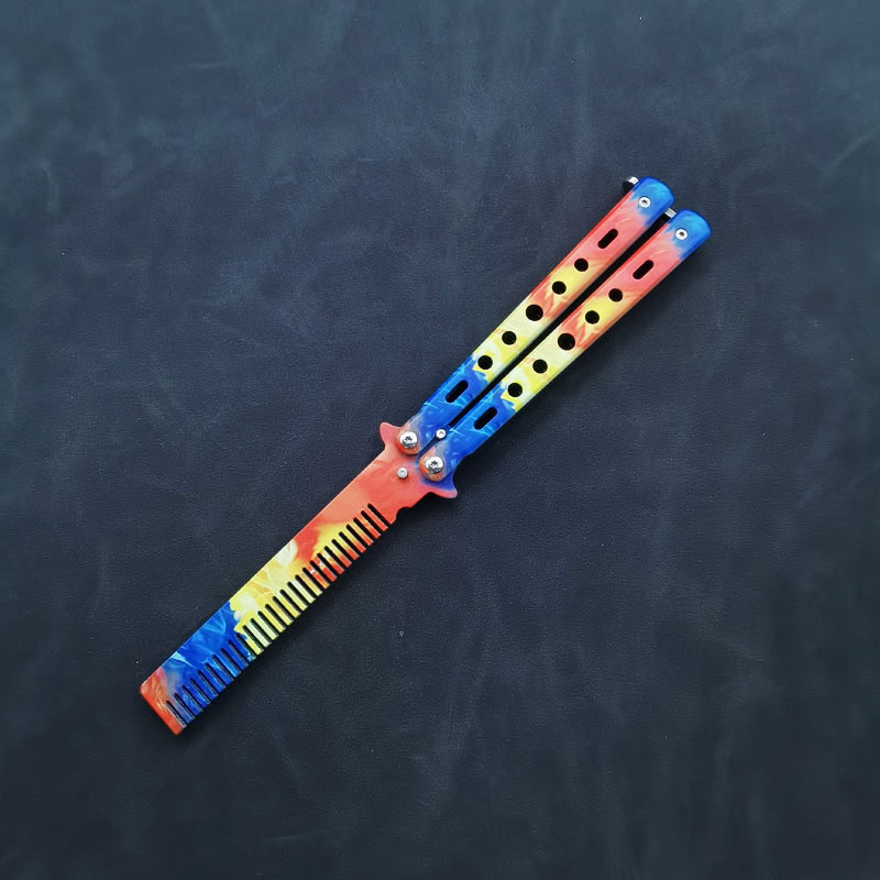 Butterfly Comb CSGO Folding Comb Beginner Novice Hand Knife Stainless Steel Butterfly Comb Practice Handy Gadget Unedged