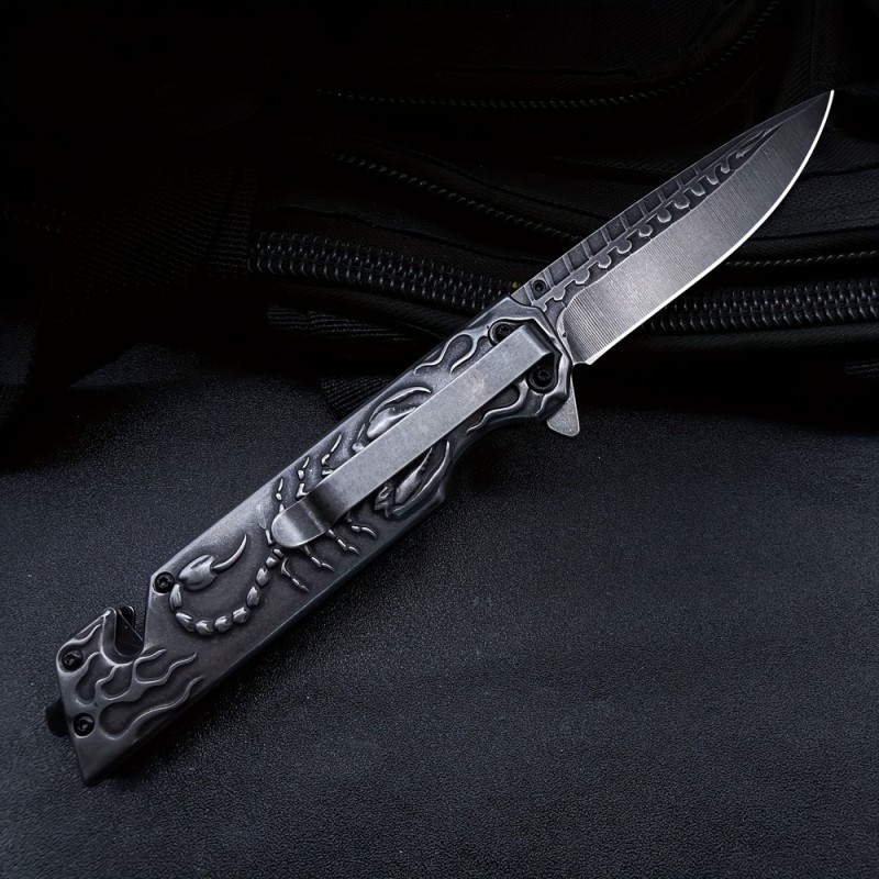 Cross-border source scorpion relief exquisite knife outdoor camping tools tactical split saber car broken window cone