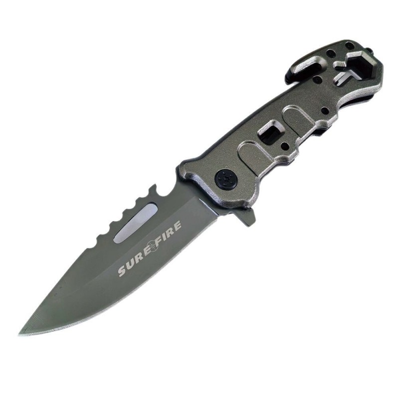 Outdoor Aluminum Handle Foldableing Knife Portable Camouflage Anti-Wolf Knife Outdoor Survival Self-Defense Sharp Stainless Steel Foldableing Knife
