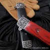 Japanese style knife outdoor high hardness saber red wooden handle knife folding carved self-defense tool hand meat short knife
