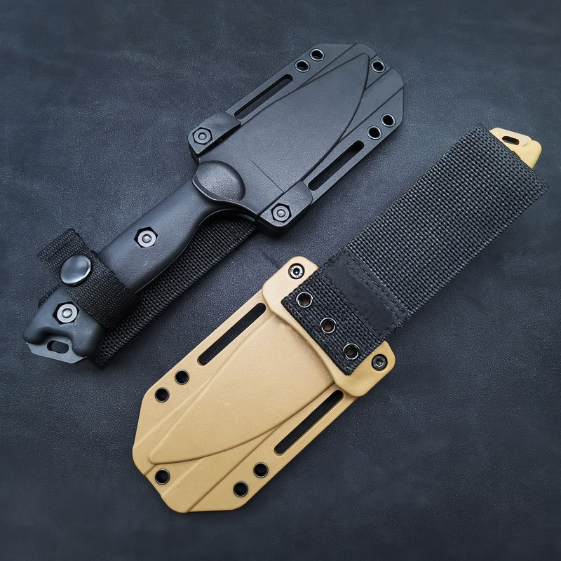 Amazon Outdoor Cutter Wilderness Survival Straight Knife EDC with K-type Scabber Knife Foreign Trade Black Brown Fruit Knife