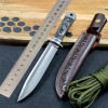 Outdoor Dragon Bone Integrated Leather Sheath Straight Knife M390 Mirror Light Fishing Carry-On Knife Self-Defense Survival Knife Fruit Knife