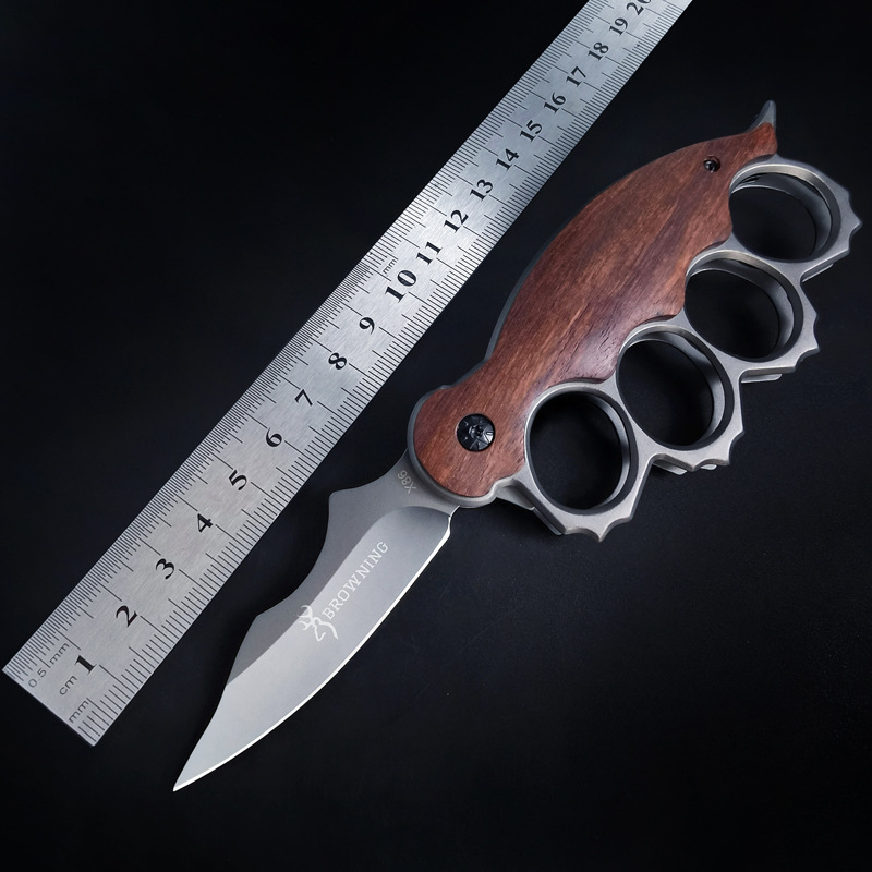 Tiger Finger Knife Knife Tactical Folding Outdoor Knife Wooden Handle Multifunctional Folding Knife Camping Escape Fruit Knife Export Knife
