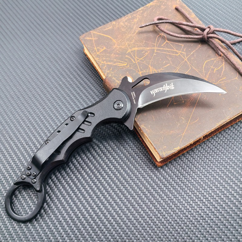 Outdoor Cool Claw Knife Portable Car Window-Breaking Escape Tool Knife Ring Fox Folding Knife Folding Claw Knife