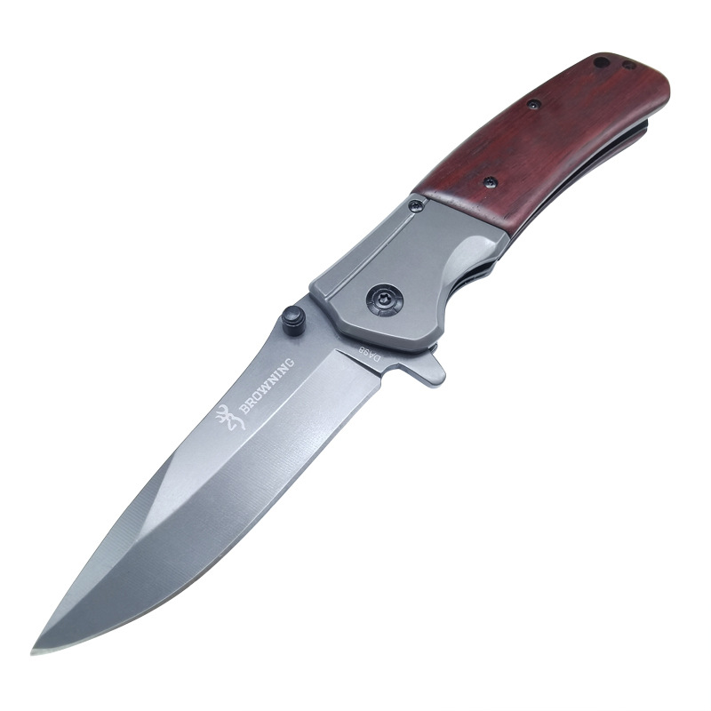 Factory foreign trade direct outdoor camping self-defense stainless steel knife high hardness sharp chicken wing wooden handle tactical knife