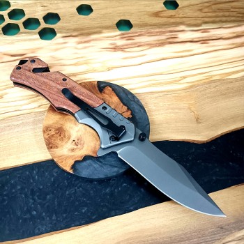 Cross-Border Supply Outdoor Self-Defense Folding Knife Chicken Wing Wood Handle Tactical Split Saber High Hardness Sharp Folding Knife