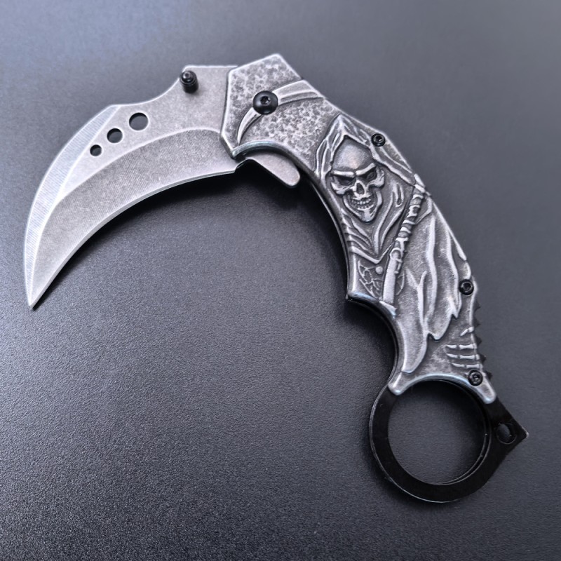 Cross-Border New Model Stone-Washed Embossed Claw Knife, Exquisite and Creative, High Hardness, Car Window-Breaking Escape Tool, Small Knife, Military Knife