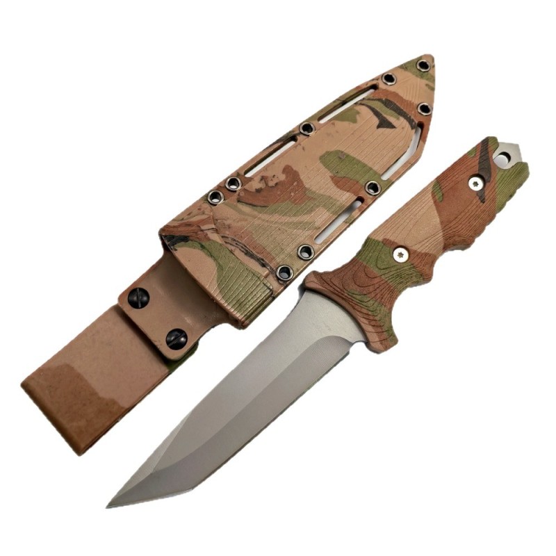 Wild Survival Knife Keel Integrated Camping Mountaineering Knife Outdoor Mt Camouflage Tactical Knife K Sheath Knife Set Edc Knife