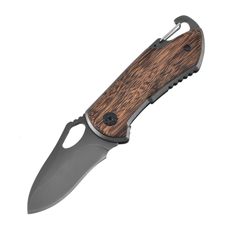 Wooden Handle Stainless Steel Folding Knife Cross-border Carry-on Camping Knives Portable Outdoor Fruit Knife Mini Travel Knife
