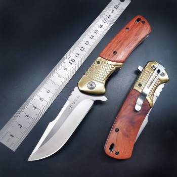 Wooden Handle Folding Knife, Portable Outdoor Knife, Camping Military Knife, Folding Knife, High Hardness, Cross-Border Amazon Dropshipping Small Knife