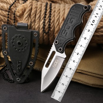 Cross-border Mini SOG Knife Outdoor K-type Knife Scabbard Necklace Knife Wilderness Emergency Fruit Knife Car Dismantling Express Knife