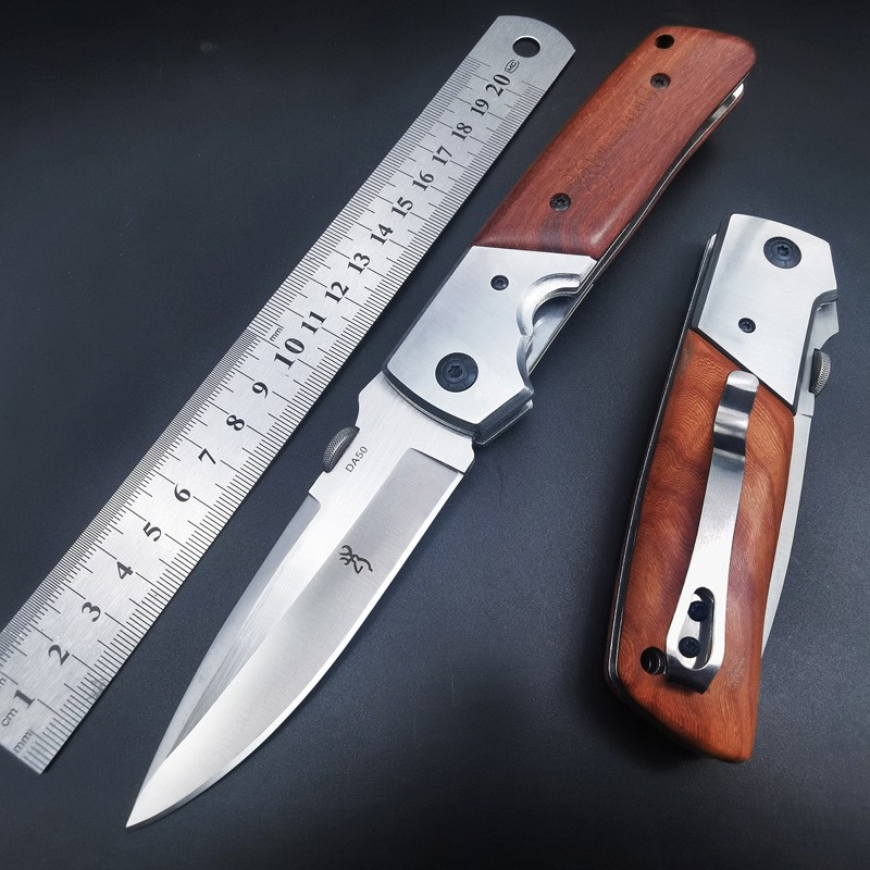 Outdoor knife folding stainless steel fruit knife wooden handle folding knife camping tools outdoor supplies cross-border foreign trade knife