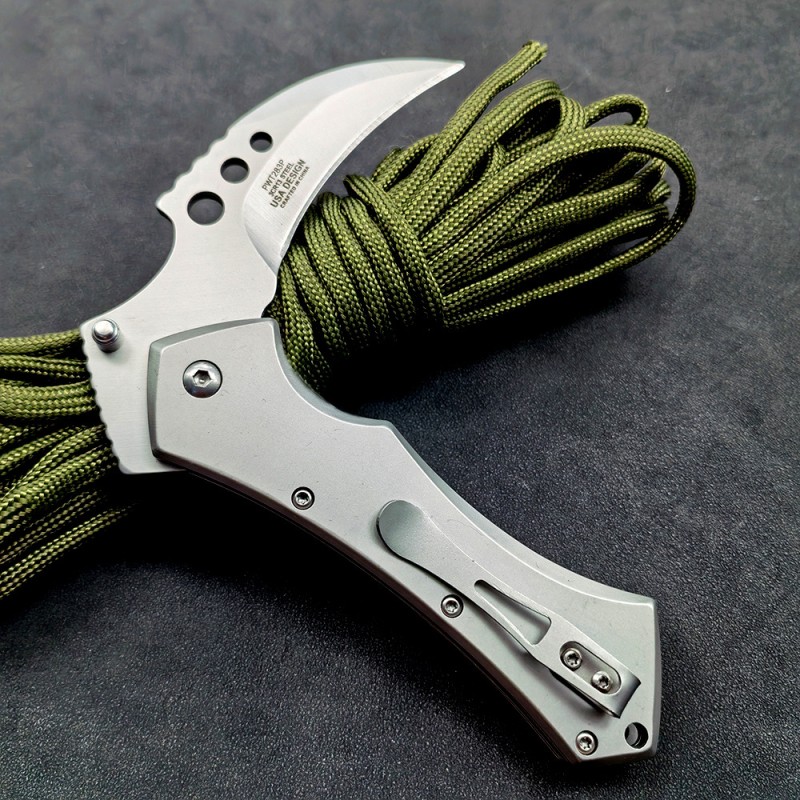 Cross-Border Supply Outdoor Folding Knife for Opening Packages, Cool Pocket Curved Knife with Clip, Portable Small Folding Knife