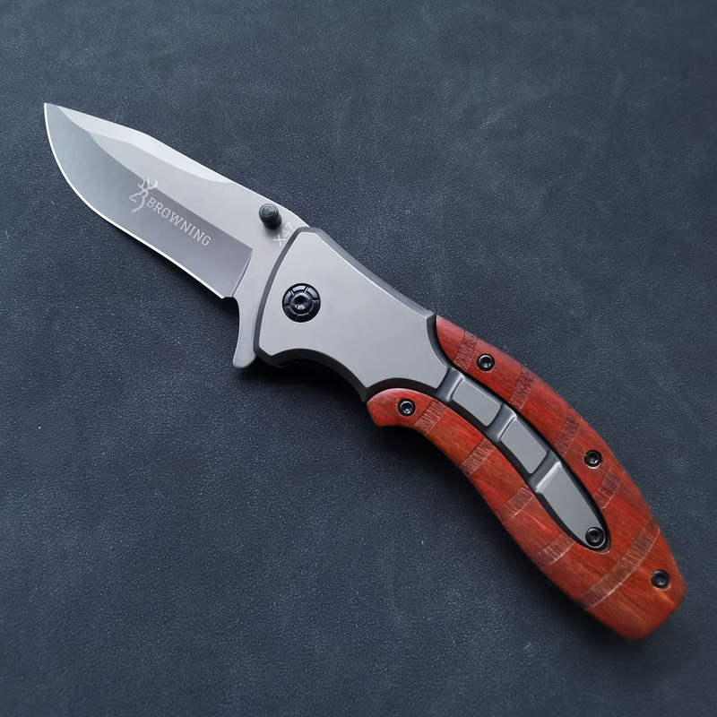 Browning stainless steel knife outdoor folding fruit knife camping portable knife wooden handle folding knife AliExpress supply