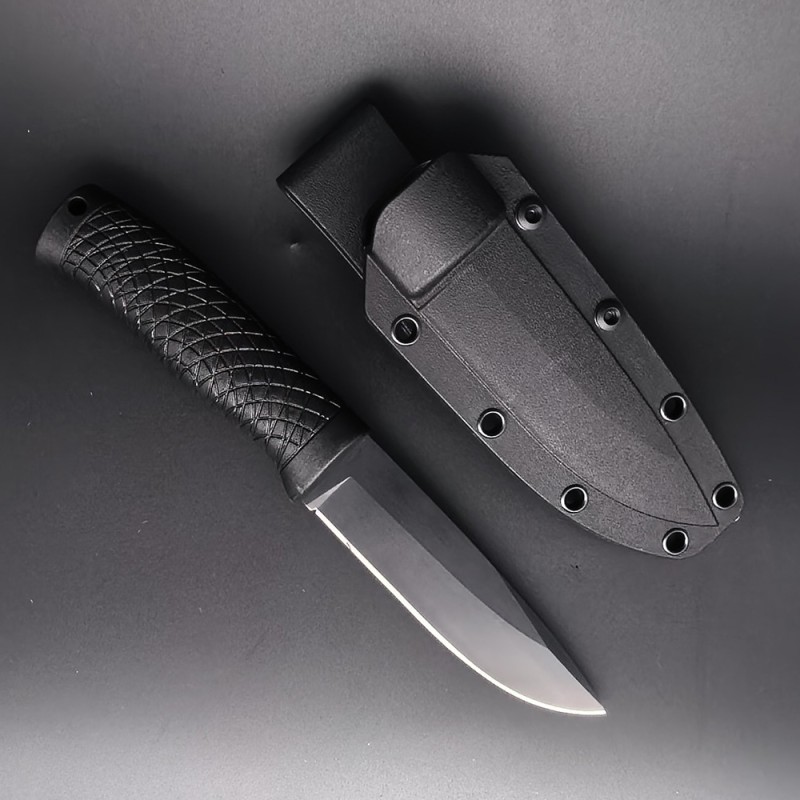 Outdoor K-Sheath Straight Knife, Outdoor Emergency Shelter-Building Tool, Survival Adventure Sharp Straight Knife, Non-Slip Handle, Portable