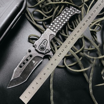 Amazon Cross-Border Supply Outdoor Survival Heavy-Duty Folding Knife Stone-Washed Stainless Steel Folding Knife High-Quality Sharp Knife