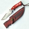 Outdoor Self-Defense Straight Knife with Integrated Blade, High Hardness Stainless Steel Wilderness Adventure Knife with Leather Sheath, Portable Sharp Straight Knife