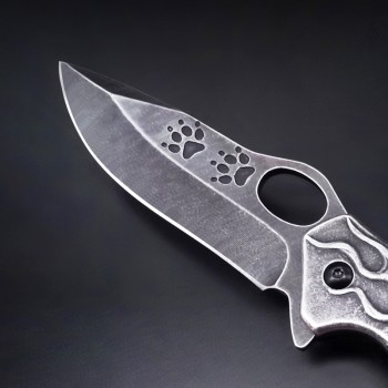 Creative relief self-defense knife stainless steel stone wash wolf head steel handle knife tactical military knife portable fruit knife