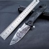 Outdoor self-defense folding knife JEEP show off 3D printed folding knife black titanium handle fruit knife sharp high hardness knife
