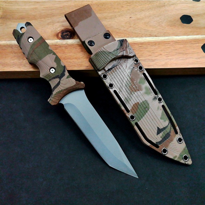 Wild Survival Knife Keel Integrated Camping Mountaineering Knife Outdoor Mt Camouflage Tactical Knife K Sheath Knife Set Edc Knife