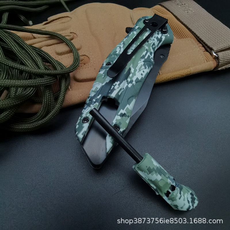 Outdoor knife self-defense knife folding knife camping survival saber emergency flint short knife portable fruit knife