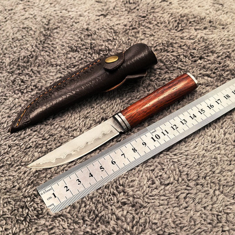 Amazon’s Best-Selling Keel Integrated Lightweight Damascus Forged Small Straight Knife Barbecue Meat Cutting Knife Fruit Knife